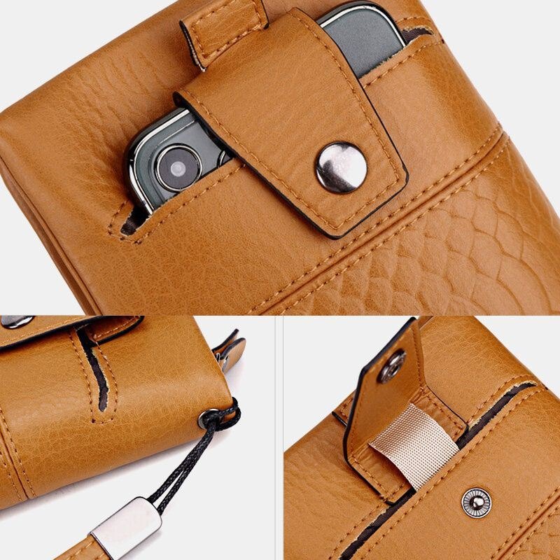 Dame Kunstskinn Retro Stor Kapasitet 6.3 Tommers Telefonveske Multi-spor Kortholder Clutch Lommebok