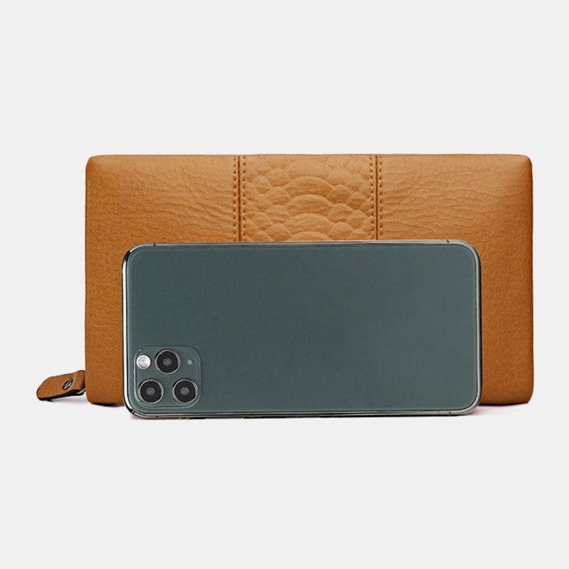 Dame Kunstskinn Retro Stor Kapasitet 6.3 Tommers Telefonveske Multi-spor Kortholder Clutch Lommebok