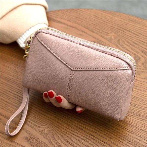 Ekte Kuskinn For Dame 6.3 Tommer Telefon Clutch Lommeboknøkler Kort Myntholder 5 Farger