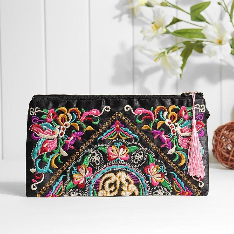 Etnisk Broderi Blomster Bag Clutch Bag Veske For Dame