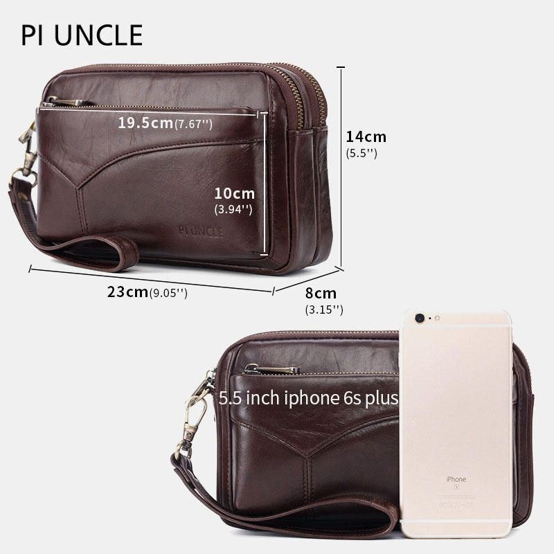 Herre Ekte Skinn Clutches Vesker Liten Telefonveske Kortholder Business Bag