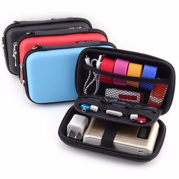 Herre Usb Flash Drive Øretelefon Digital Gadget Pouch Reise Sølv Oppbevaringsveske