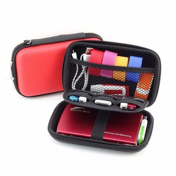 Herre Usb Flash Drive Øretelefon Digital Gadget Pouch Reise Sølv Oppbevaringsveske