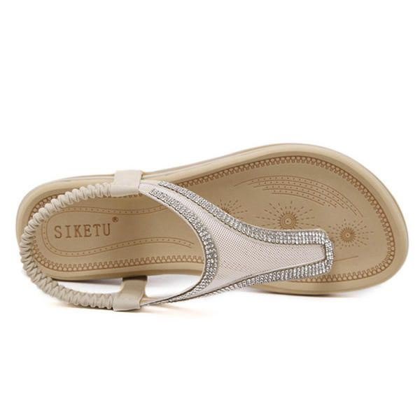 Bohemia Flip-flops For Dame Beach Casual Rhinestone-sandaler