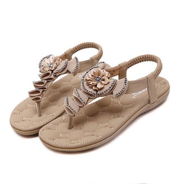 Bohemia Rhinestone Casual Beach Flip Flops Sandaler For Kvinner