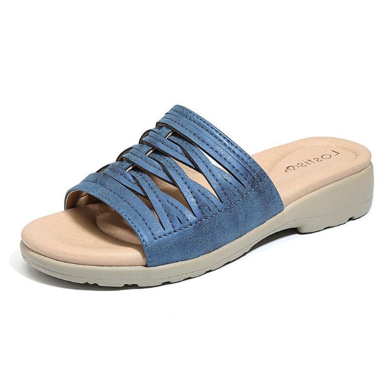 Cross Tie Comfy Wedge Sandaler For Dame