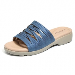 Cross Tie Comfy Wedge Sandaler For Dame