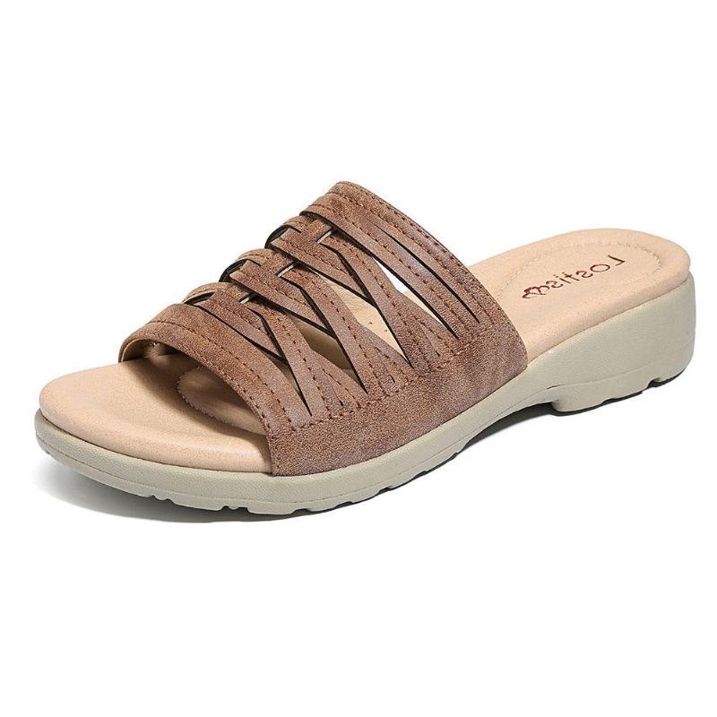 Cross Tie Comfy Wedge Sandaler For Dame