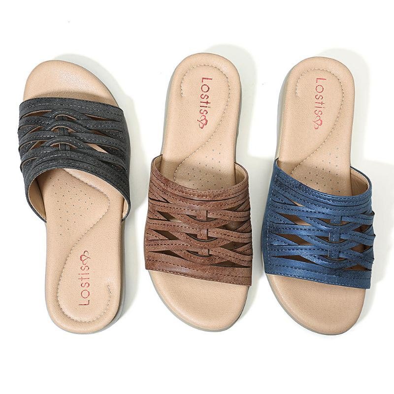 Cross Tie Comfy Wedge Sandaler For Dame