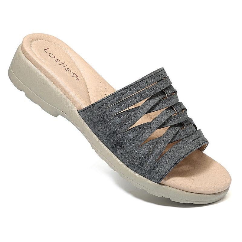 Cross Tie Comfy Wedge Sandaler For Dame