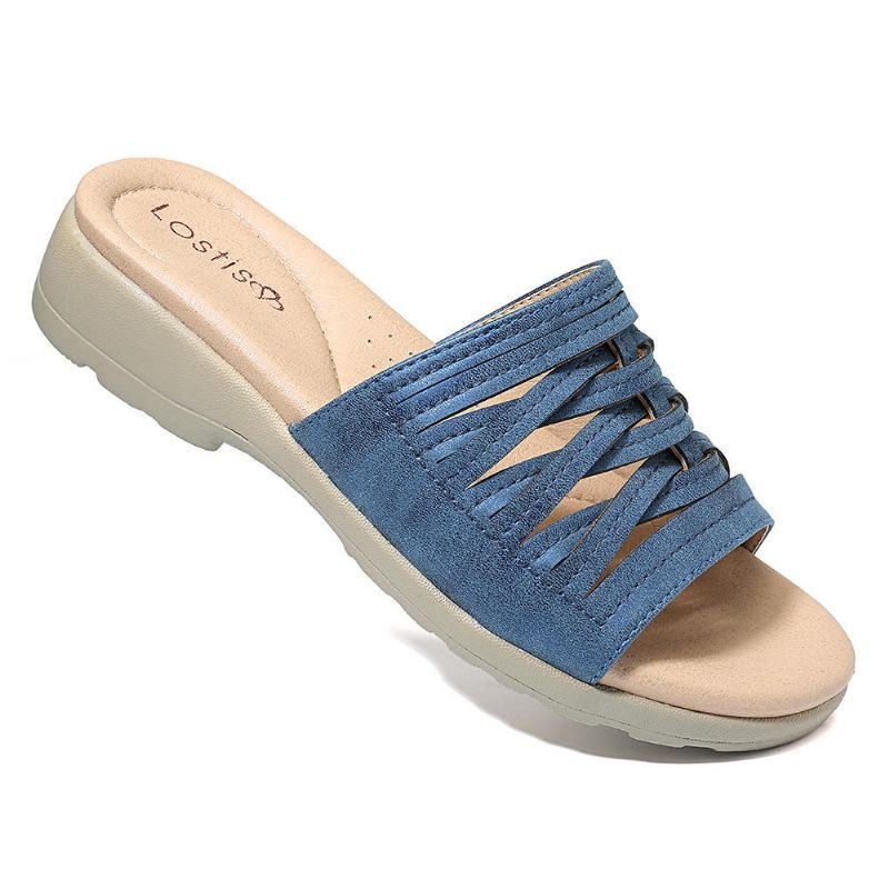 Cross Tie Comfy Wedge Sandaler For Dame