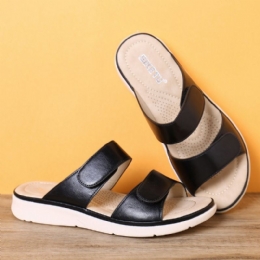 Dame Åpen Tå Krokløkke Myk Såle Summer Beach Casual Flat Sandaler