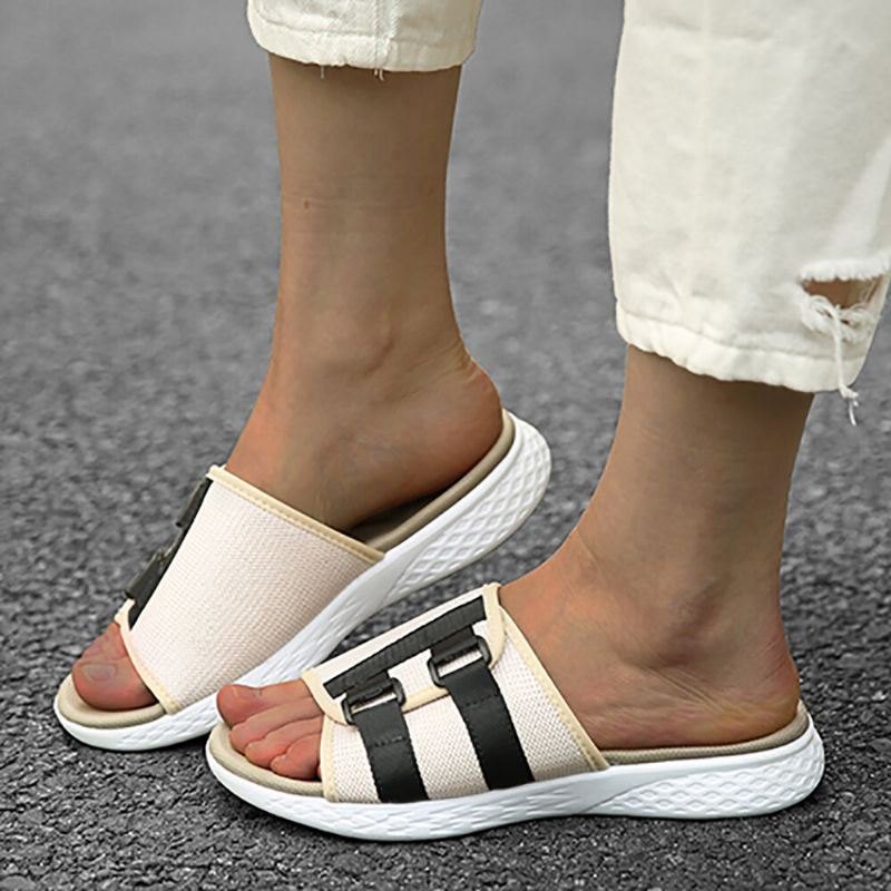 Dame Åpen Tå Slip On Casual Summer Daily Flat Sandaler