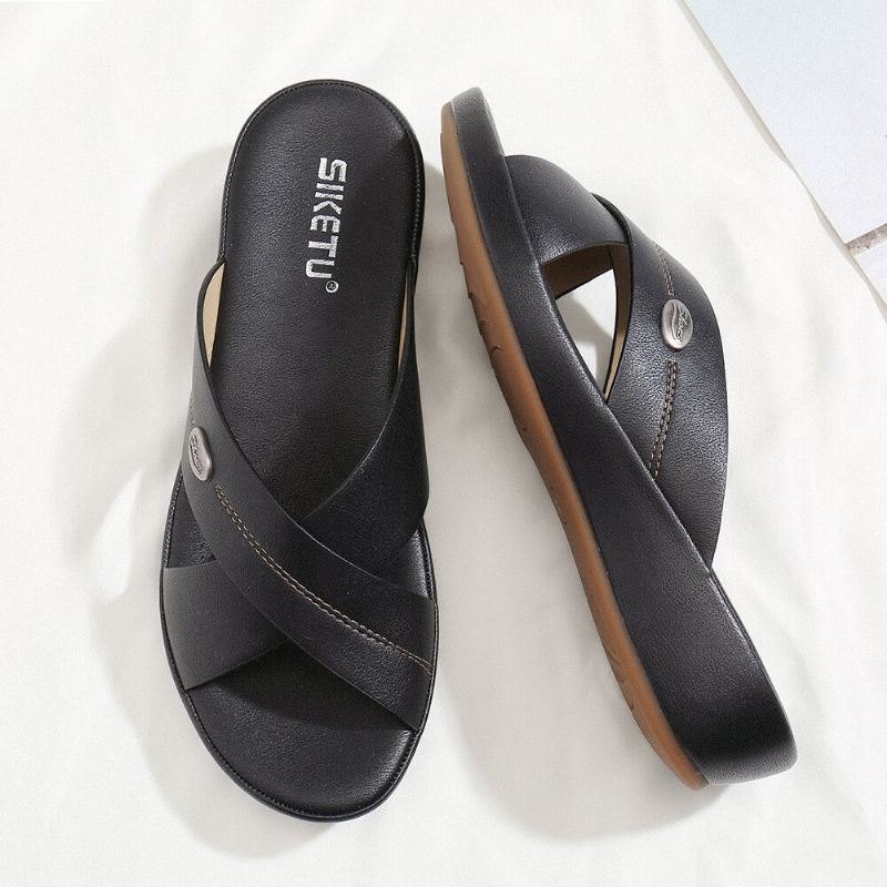 Dame Beach Comfy Peep Toe Cross Strap Kiler Hælsandaler