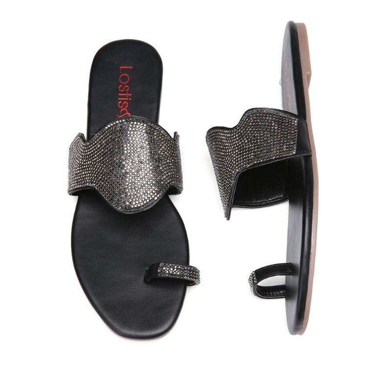 Dame Beading Toe Ring Casual Summer Slide Sandaler