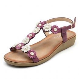 Dame Blomster Bohemian Soft Flat Clip Toe Strandtøfler