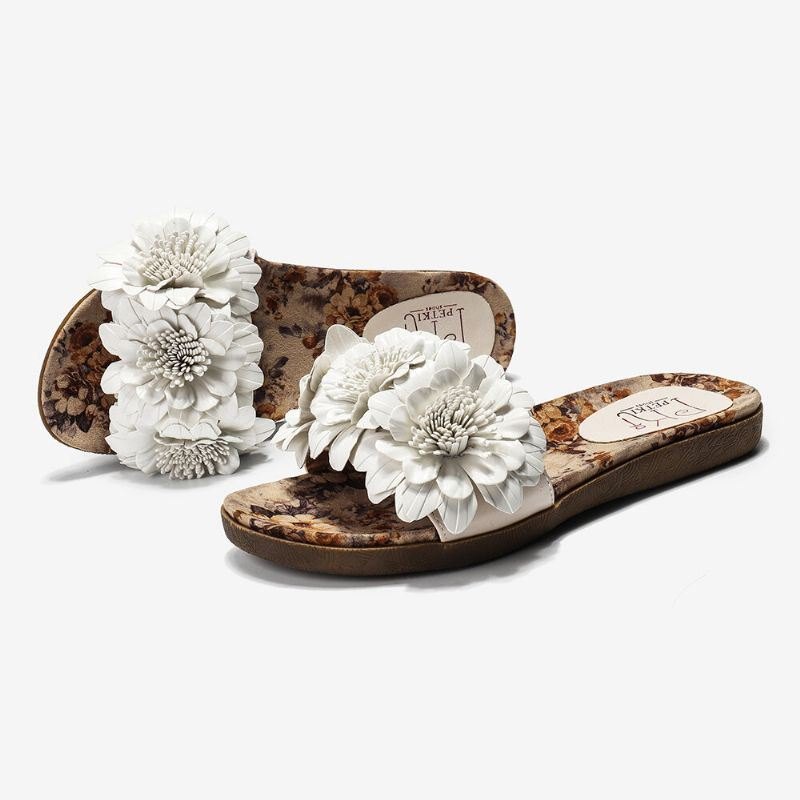 Dame Blomster Dekor Åpnet Toe Comfy Slide Sandaler