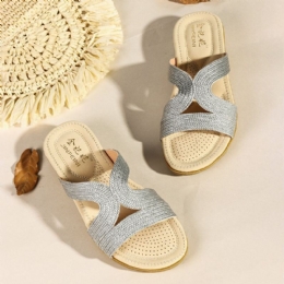 Dame Bohemia Weave Cut-out Casual Comfy Wearable Wedges Sandaler