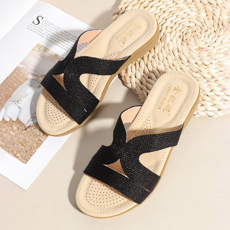 Dame Bohemia Weave Cut-out Casual Comfy Wearable Wedges Sandaler