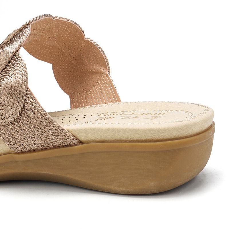 Dame Bohemian Double Band Woven Beach Casual Wedges Sandaler