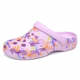 Dame Butterfly Floral Vanntette Sklisikker Hule Skyvesandaler