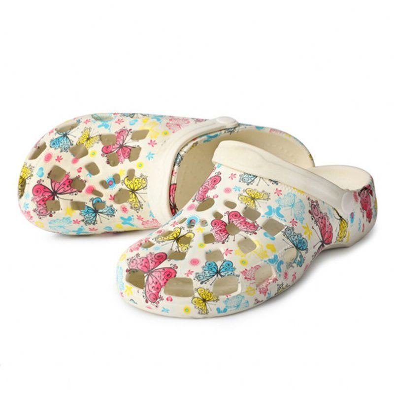 Dame Butterfly Floral Vanntette Sklisikker Hule Skyvesandaler