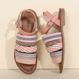 Dame Casual Bohemia Weave Stitching Spenne Flat Sandaler