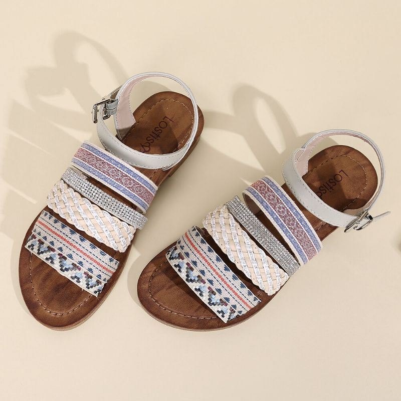 Dame Casual Bohemia Weave Stitching Spenne Flat Sandaler