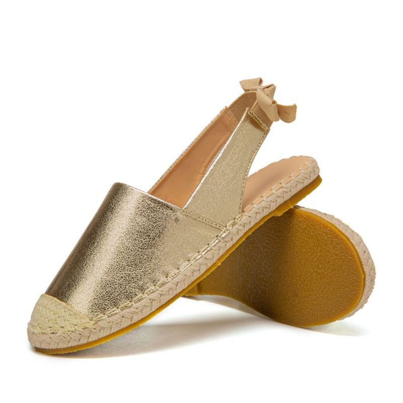 Dame Casual Closed Toe Metallic Komfortable Espadrilles Flat Sandaler