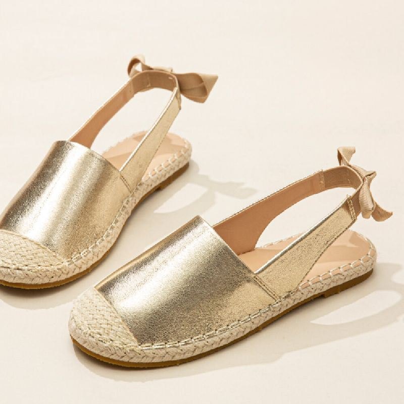 Dame Casual Closed Toe Metallic Komfortable Espadrilles Flat Sandaler