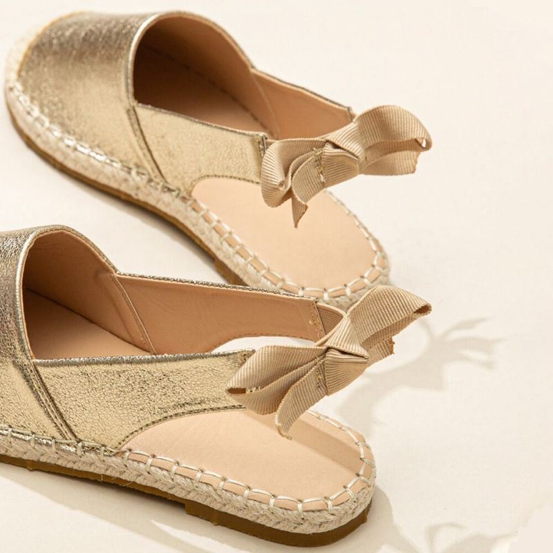 Dame Casual Closed Toe Metallic Komfortable Espadrilles Flat Sandaler