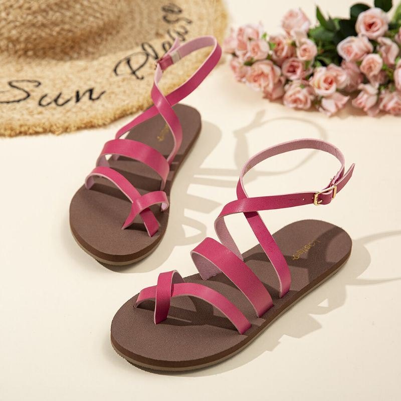 Dame Casual Cross Strap Clip Toe Sandaler