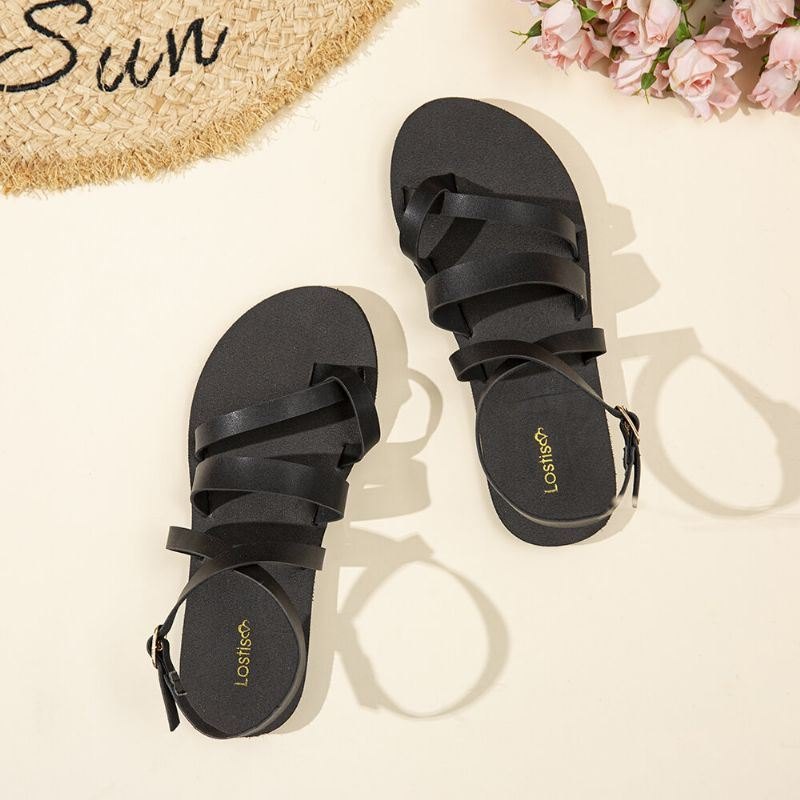 Dame Casual Cross Strap Clip Toe Sandaler