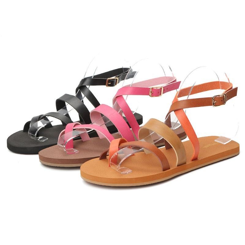 Dame Casual Cross Strap Clip Toe Sandaler