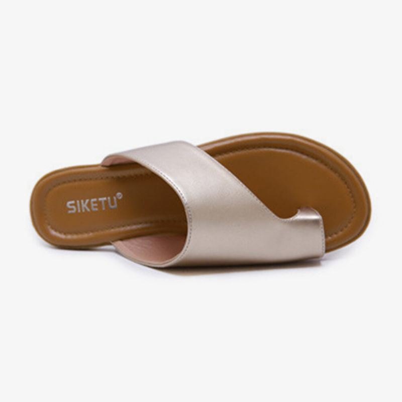 Dame Clip Toe Pure Color Casual Summer Flat Sandaler