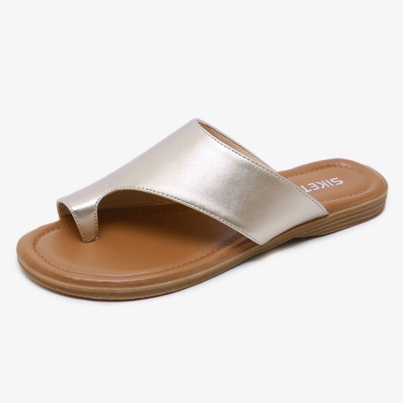 Dame Clip Toe Pure Color Casual Summer Flat Sandaler