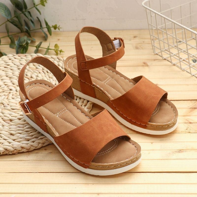 Dame Comfy Åpnet Toe Rocker Sole Slide Sandaler