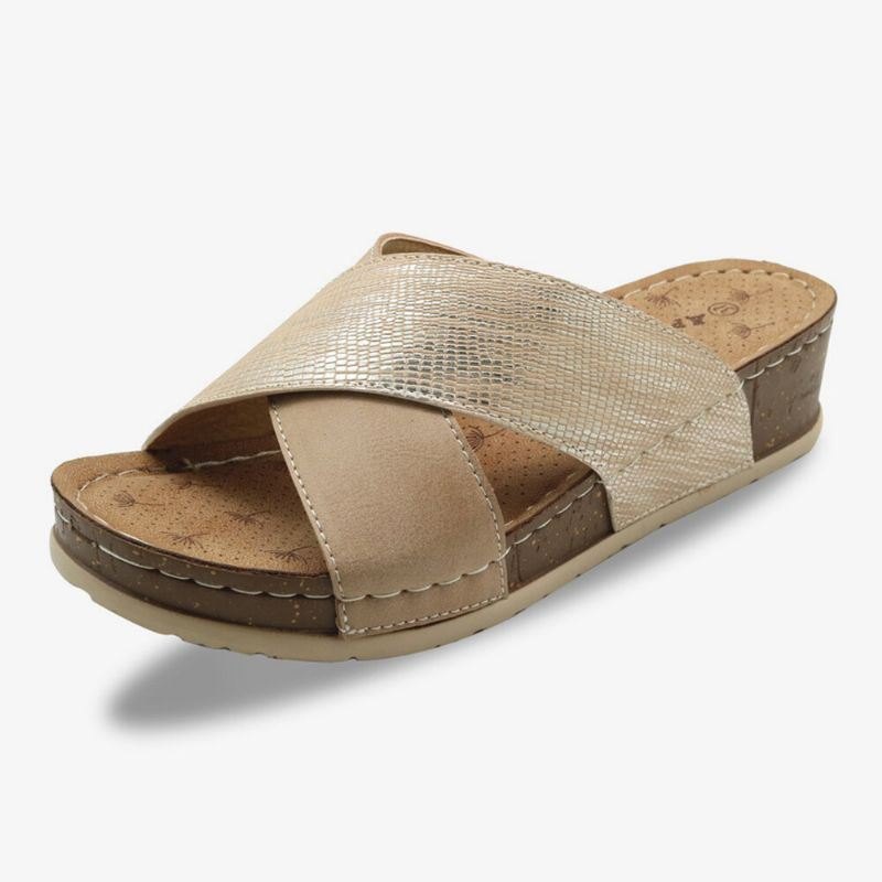 Dame Cross Spleising Åpen Tå Comfy Summer Casual Wedge Sandaler