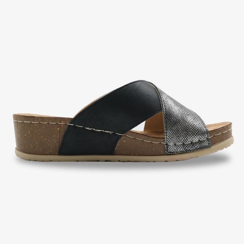 Dame Cross Spleising Åpen Tå Comfy Summer Casual Wedge Sandaler