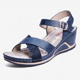 Dame Cross Strap Spenne Comfy Casual Wedge Sandaler