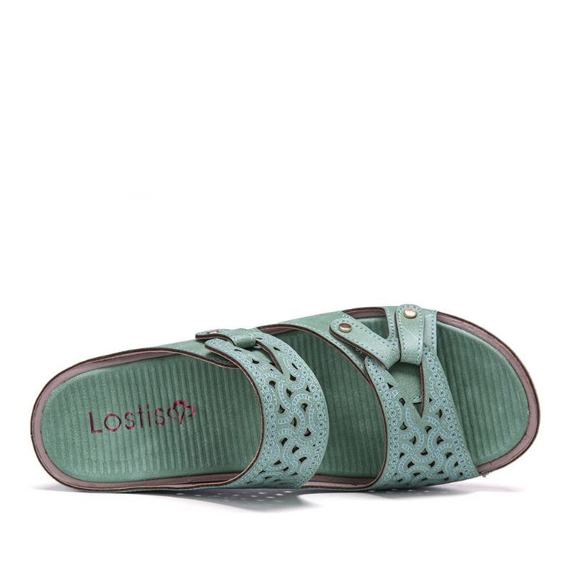 Dame Double Band Håndlagde Hule Casual Comfy Sandaler