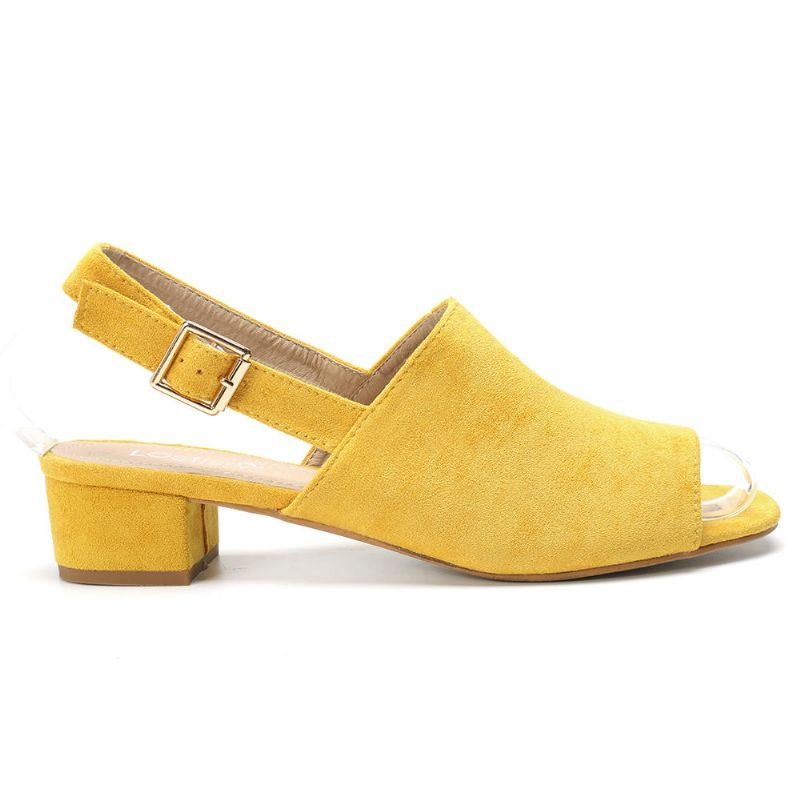 Dame Ensfarget Semsket Peep Toe Slingback Chunky Heel Uformelle Sandaler Med Daglige Hæler