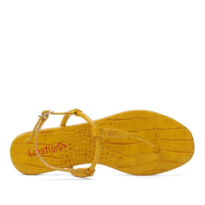 Dame Ensfarget T-stropp Clip Toe Sidespenne Casual Sandaler