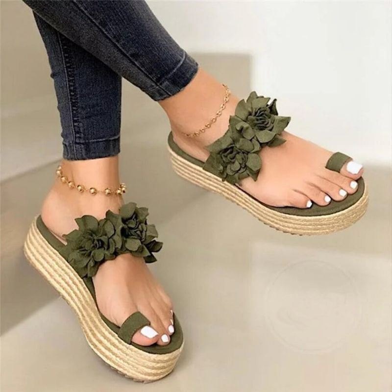 Dame Espadrilles Blomsterdekorasjon Tåring Casual Beach Platform Sandaler