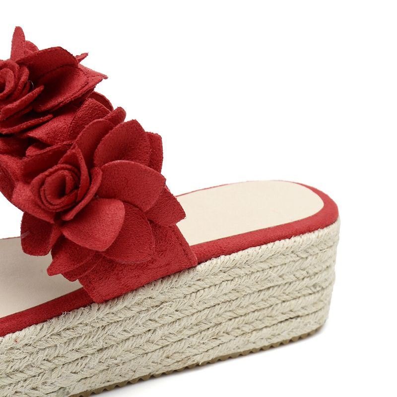 Dame Espadrilles Blomsterdekorasjon Tåring Casual Beach Platform Sandaler