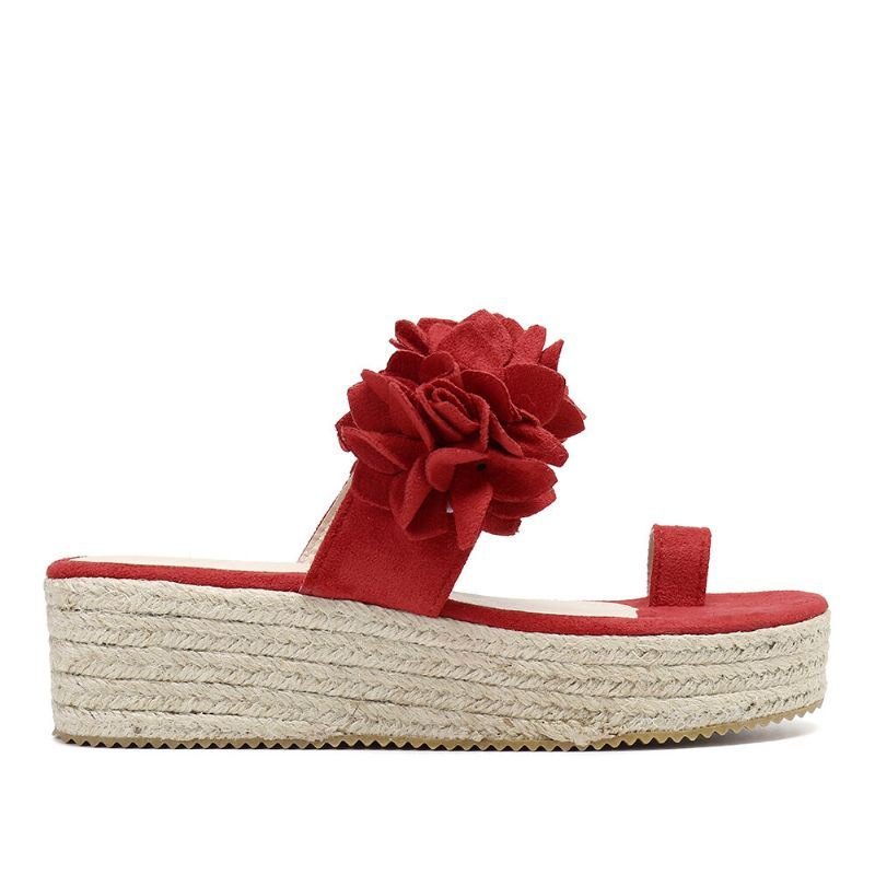 Dame Espadrilles Blomsterdekorasjon Tåring Casual Beach Platform Sandaler