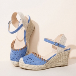 Dame Espadrilles Cutout Ankelstropp Casual Wedge Sandaler