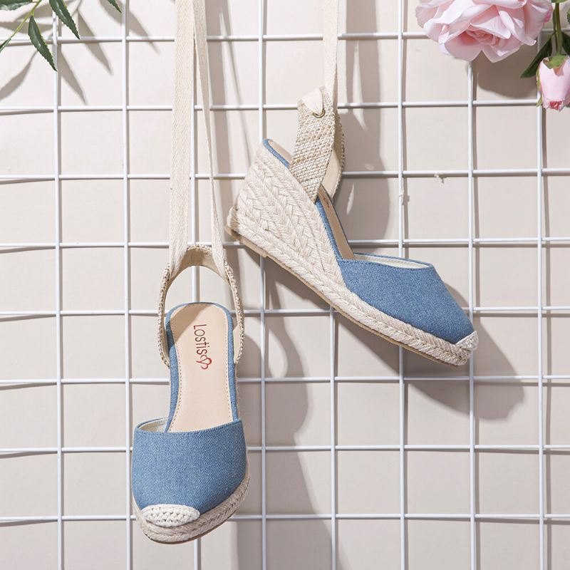 Dame Espadrilles Strappy Casual Summer Wedge Sandaler