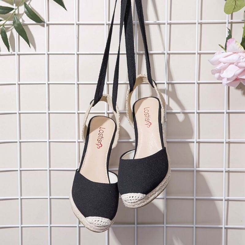 Dame Espadrilles Strappy Casual Summer Wedge Sandaler