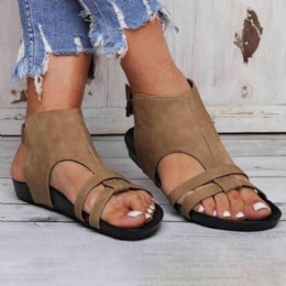 Dame Flats Sandaler Comfy Sole Spenne Strap Sko